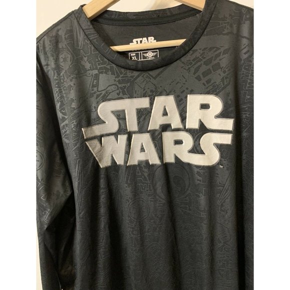 Star Wars T Shirt Men’s Sz XL All Over Print‎ Black Long Sleeve - Picture 1 of 6